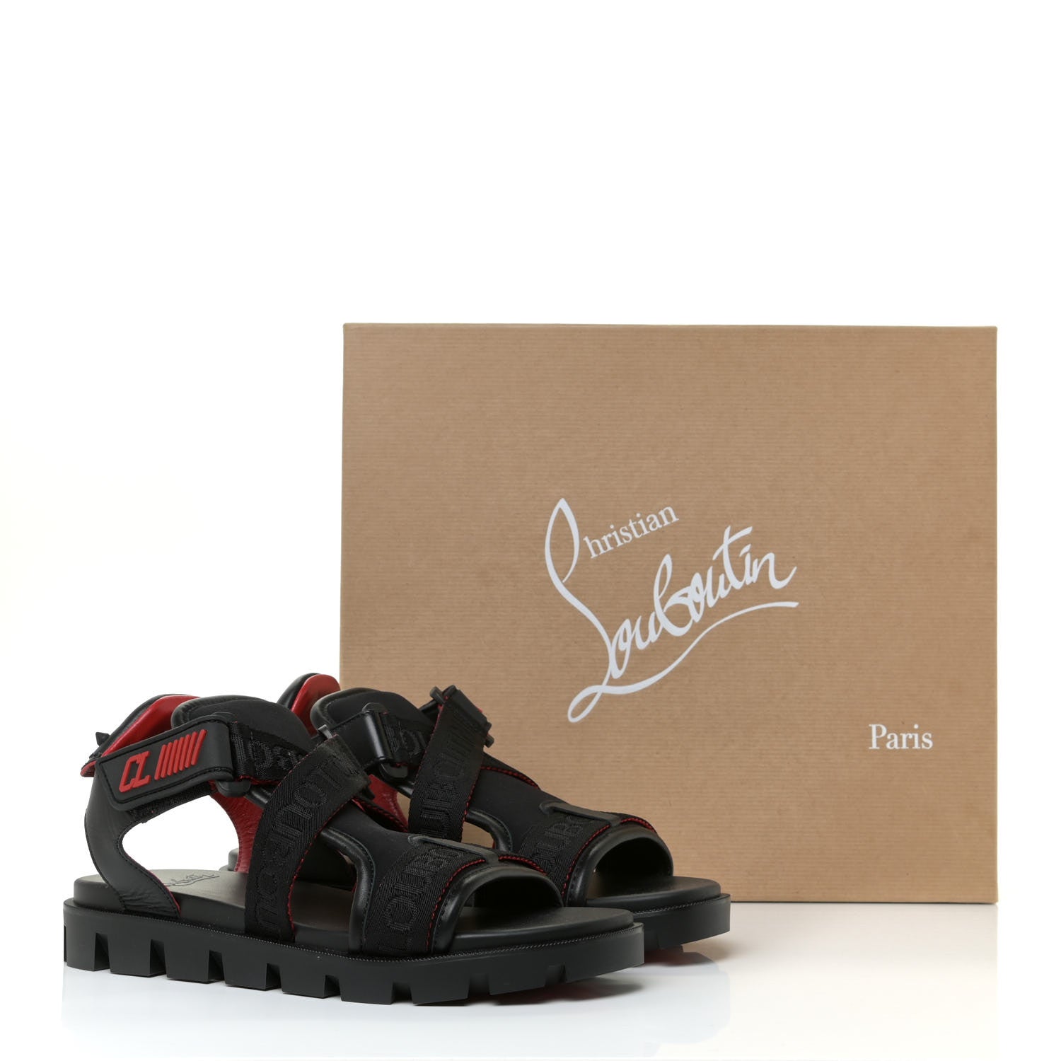 Christian Louboutin Calfskin Velcrissimo Flat Sandals 38.5 Black 15 of 15