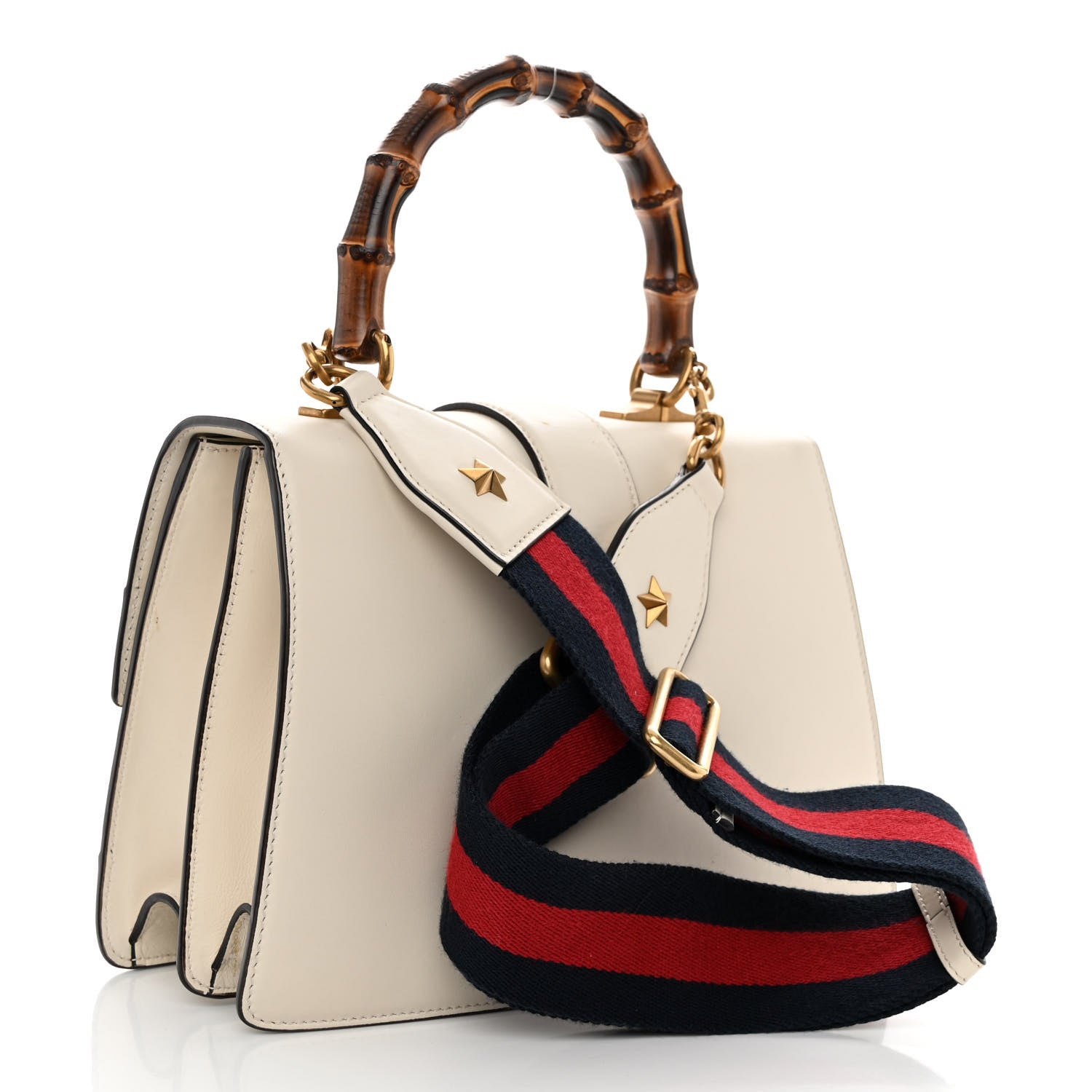 Gucci Calfskin Bamboo Web Medium Dionysus Top Handle Bag White Blue Hibiscus Red 3 of 11