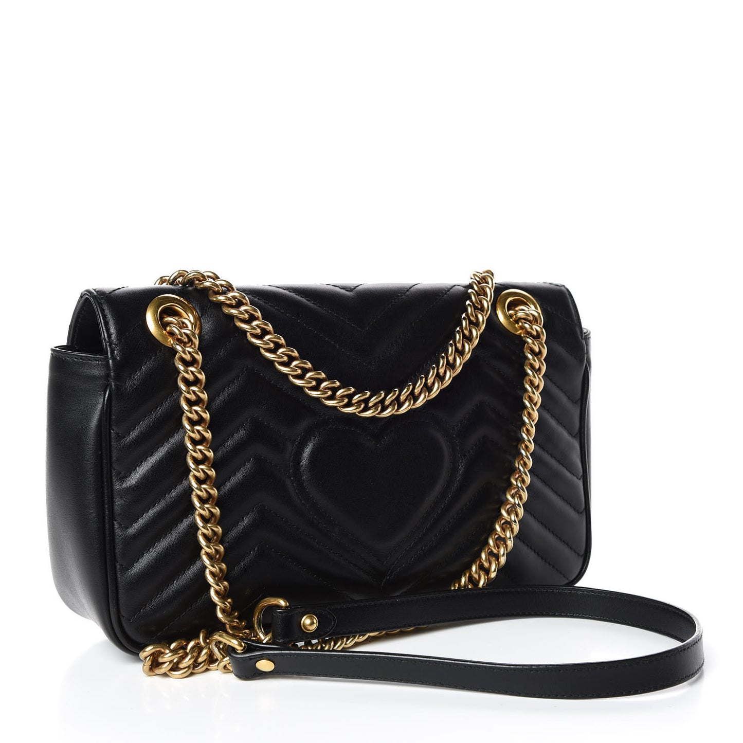 Calfskin Matelasse Small GG Marmont Shoulder Bag Black