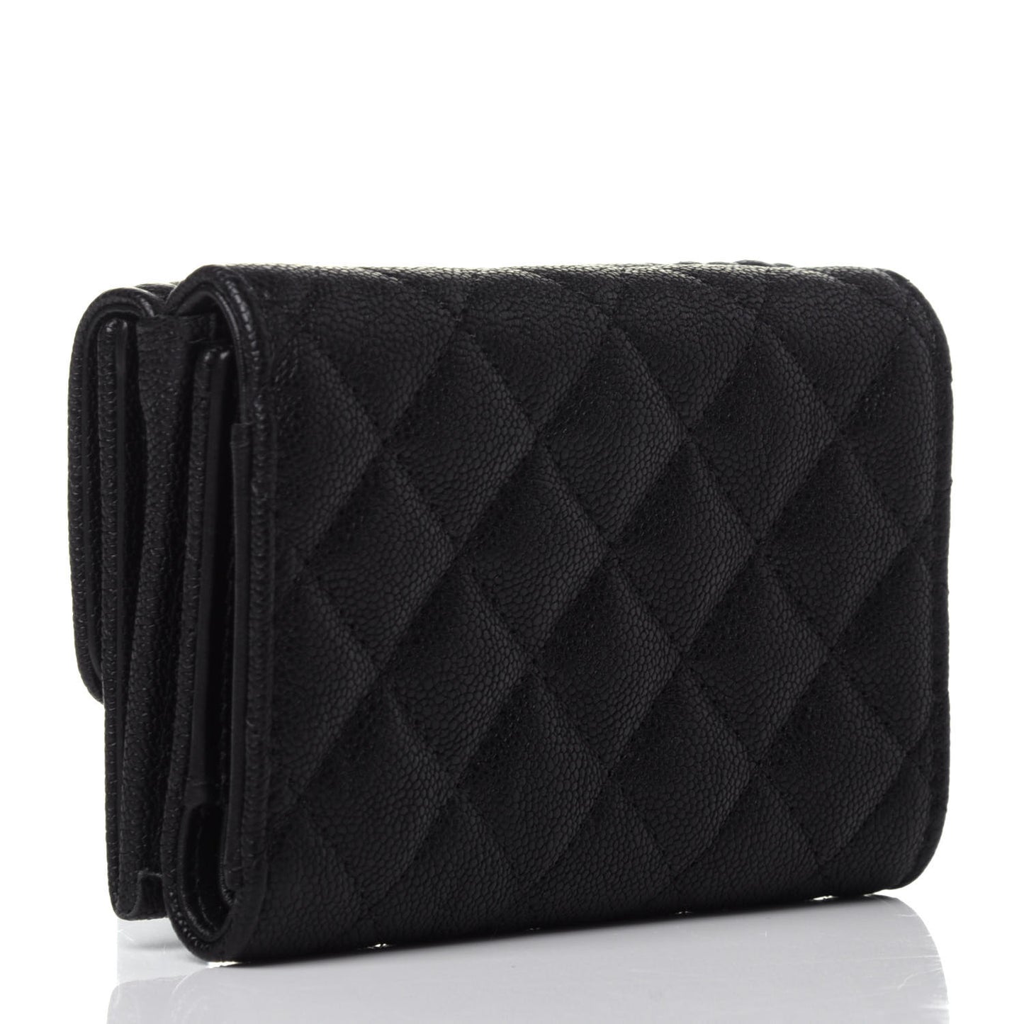 Caviar Quilted Small Boy Flap Wallet Black