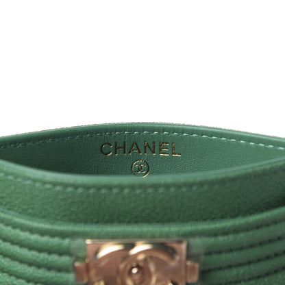 Chanel Caviar Quilted Boy Card Holder Green 6 of 9