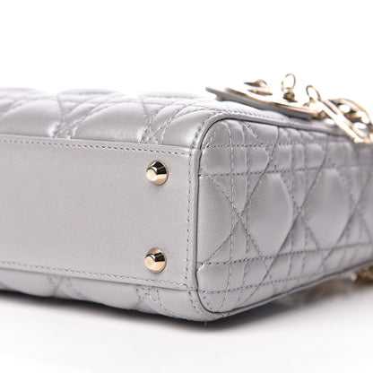 Christian Dior Metallic Lambskin Cannage Mini Lady Dior Grey 9 of 10