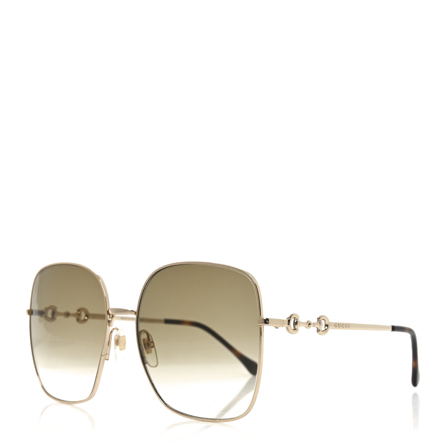 Gucci Metal Horsebit Square Sunglasses GG0879S Gold 1 of 7