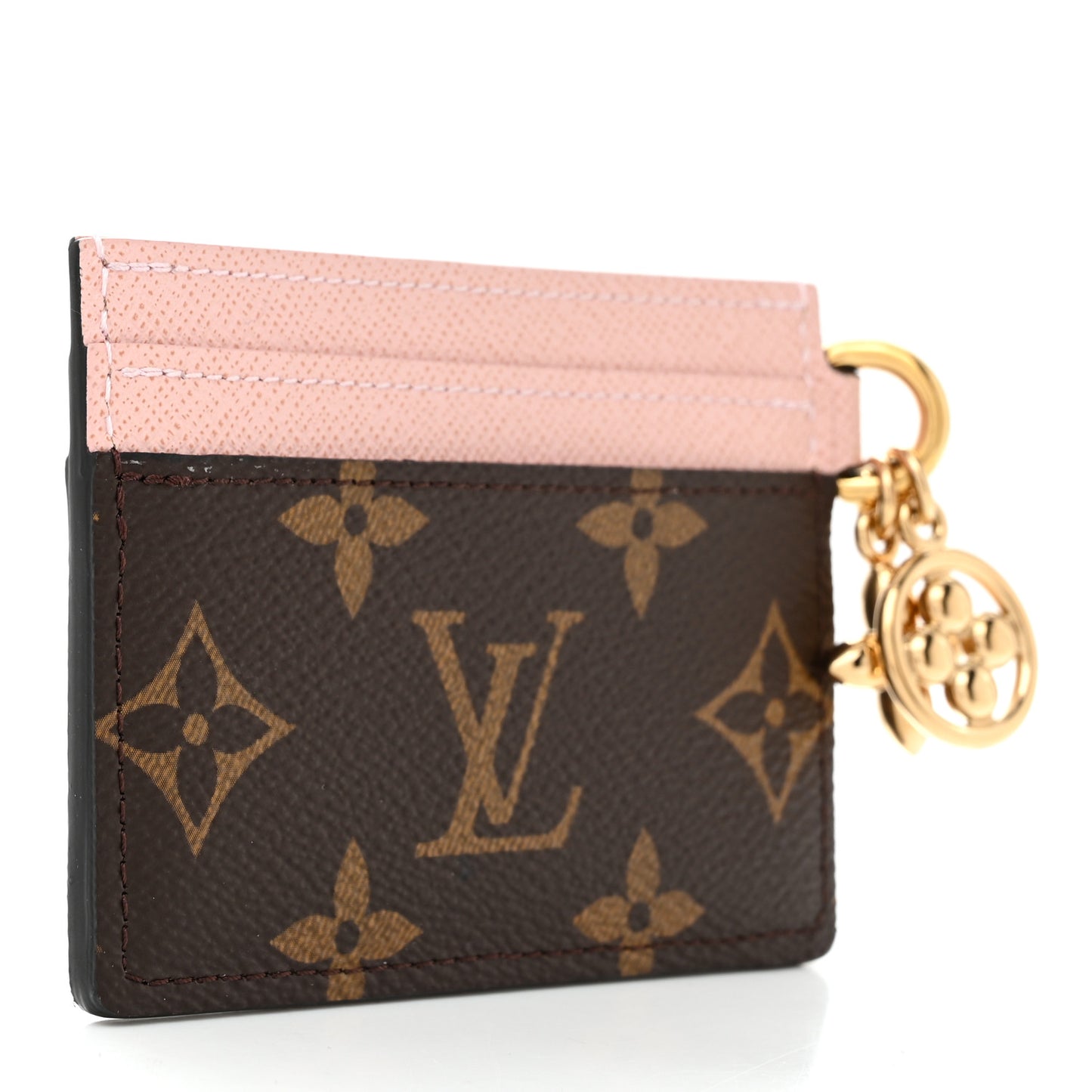 Monogram LV Charms Card Holder Rose Ballerine
