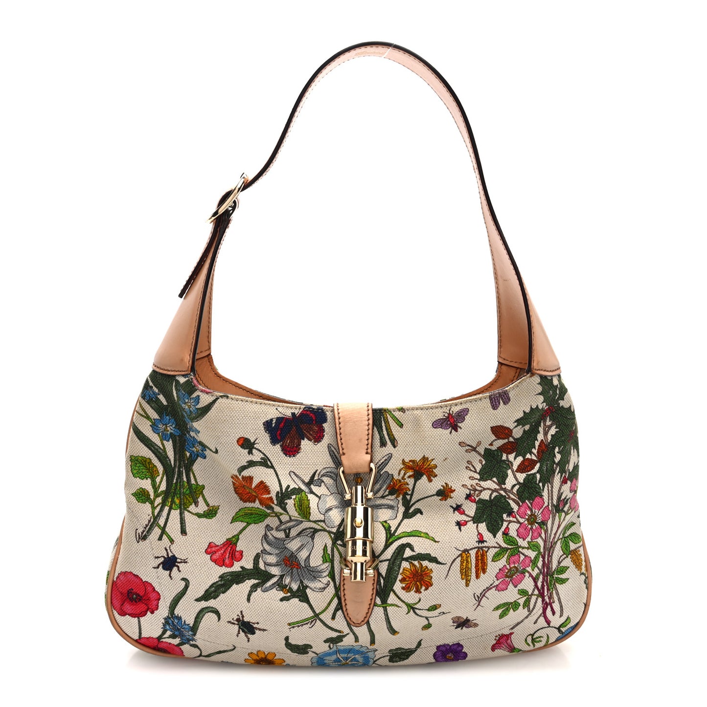 Canvas Floral Flora Small Jackie O Hobo White