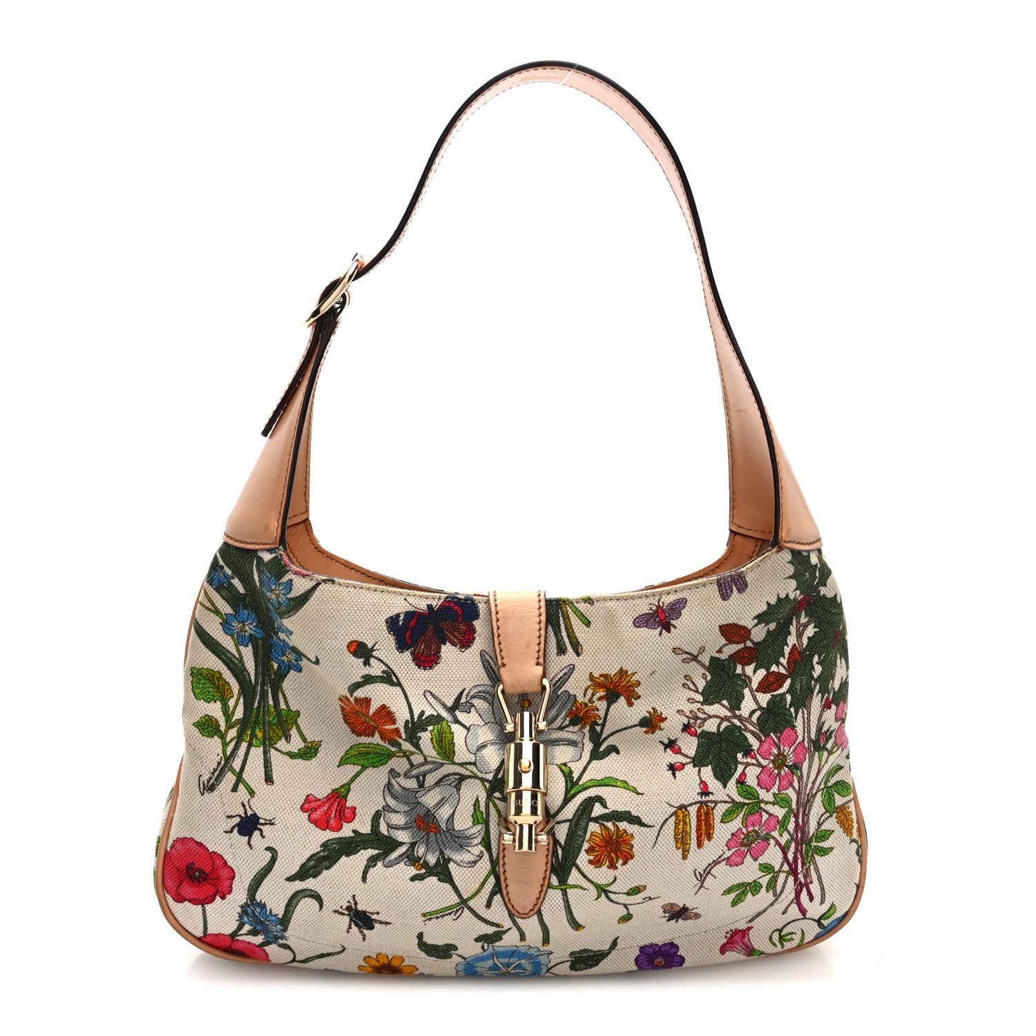 Gucci Canvas Floral Flora Small Jackie O Hobo White 1 of 10