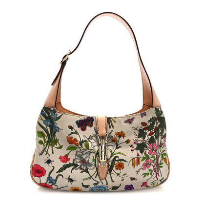 Gucci Canvas Floral Flora Small Jackie O Hobo White 1 of 10