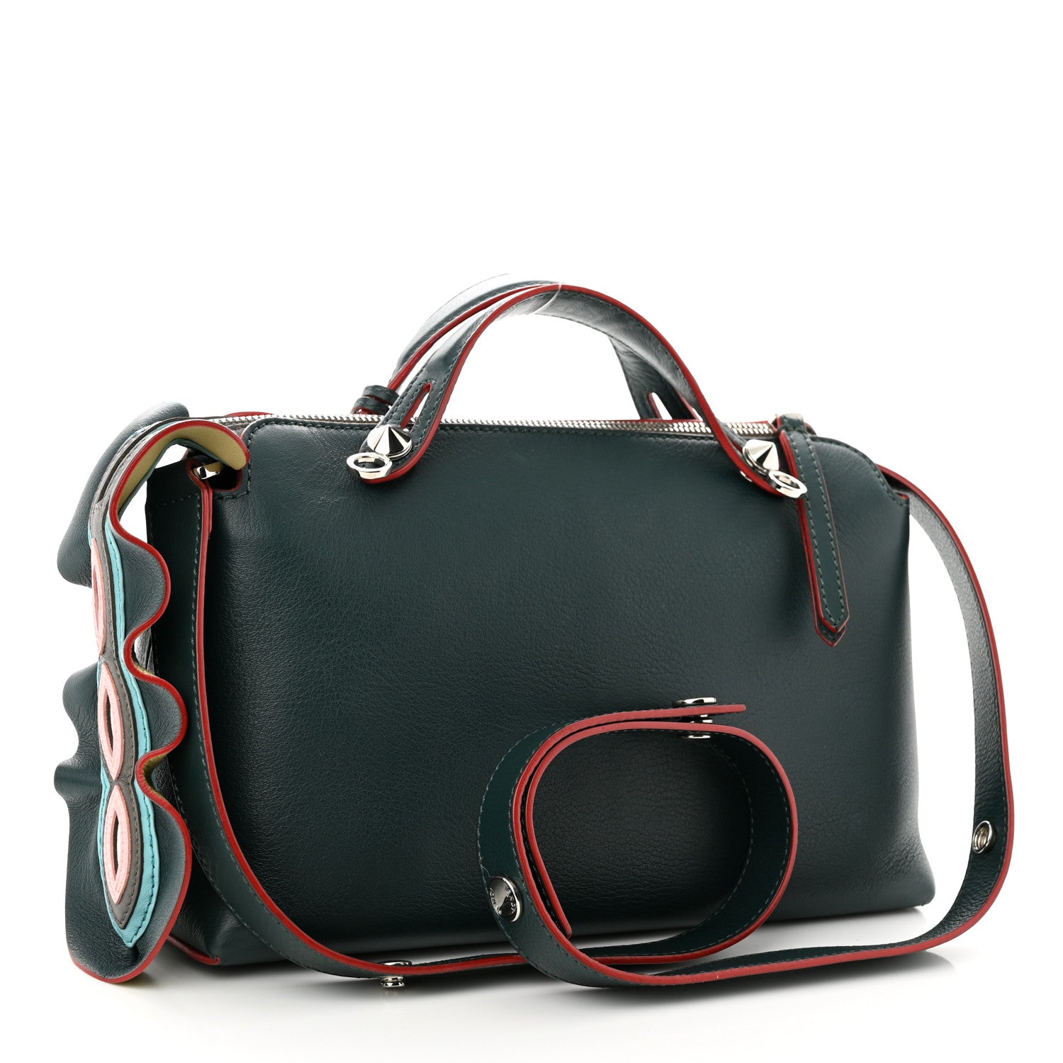 Fendi Vitello Dolce Oval Waves Tail Medium By The Way Boston Bag Verde Inglese Multicolor 3 of 10