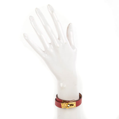 Hermes Epsom Kelly Double Tour Bracelet S Rouge Casaque 2 of 9