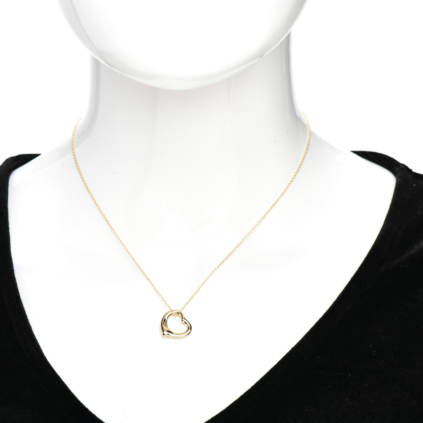 18K Yellow Gold 16mm Elsa Peretti Open Heart Pendant Necklace