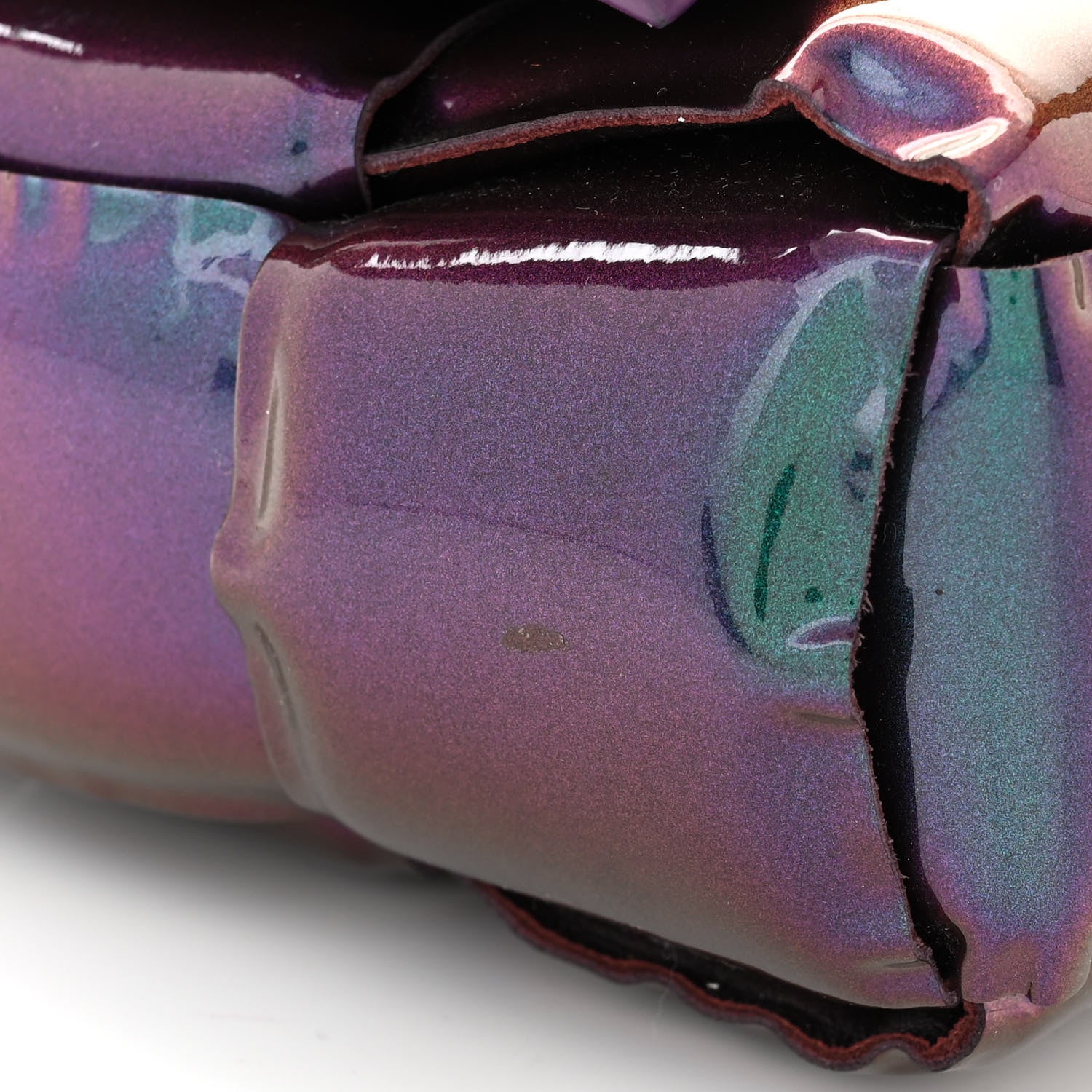 Bottega Veneta Glossy Nail Polish Nappa Maxi Intreccio Padded Cassette Crossbody Bag Holographic 11 of 13