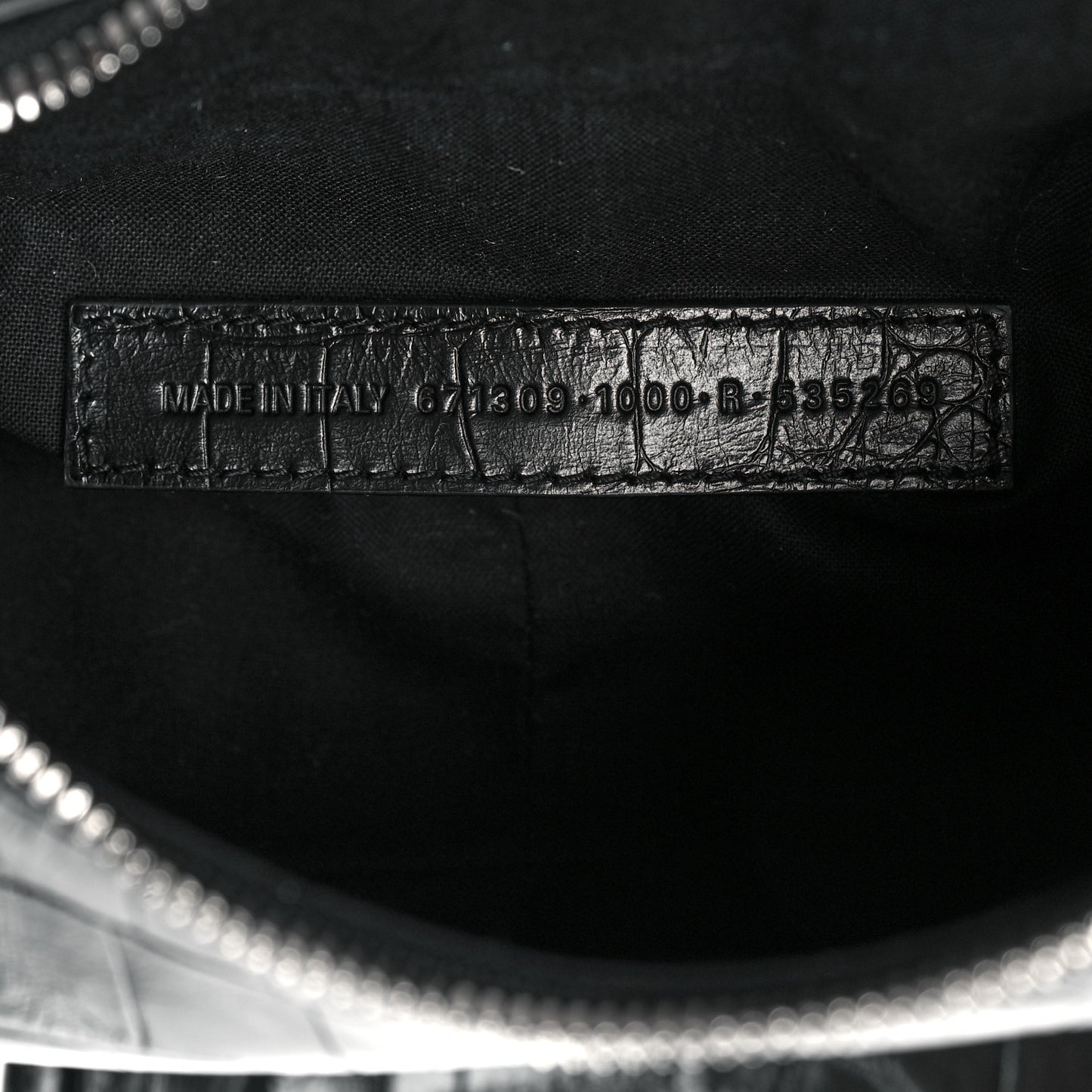 Extra Supple Calfskin Crystal Crocodile Embossed Le Cagole Shoulder Bag XS Black