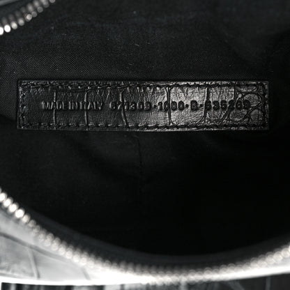 Balenciaga Extra Supple Calfskin Crystal Crocodile Embossed Le Cagole Shoulder Bag XS Black 7 of 10