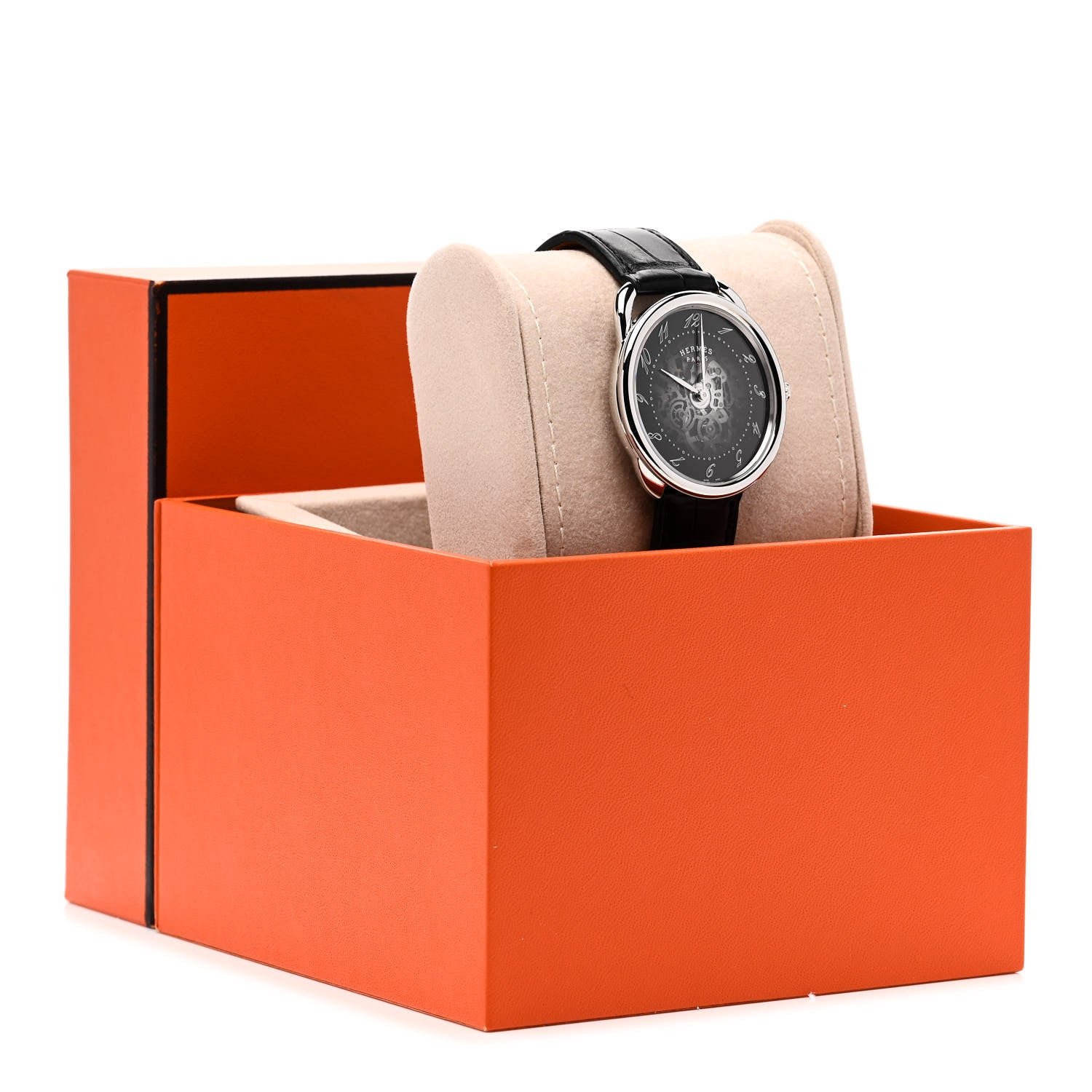 Hermes Stainless Steel Alligator 40mm Arceau Squelette Automatic Watch Noir 5 of 5