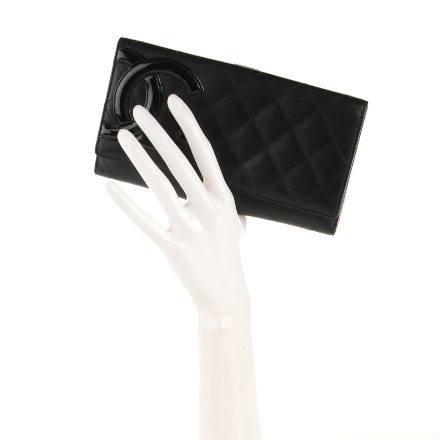 Calfskin Quilted Cambon Flap Wallet Black