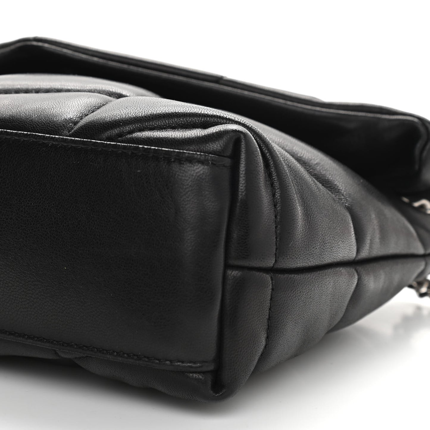 Lambskin Quilted Toy Loulou Puffer Monogram Chain Satchel Black