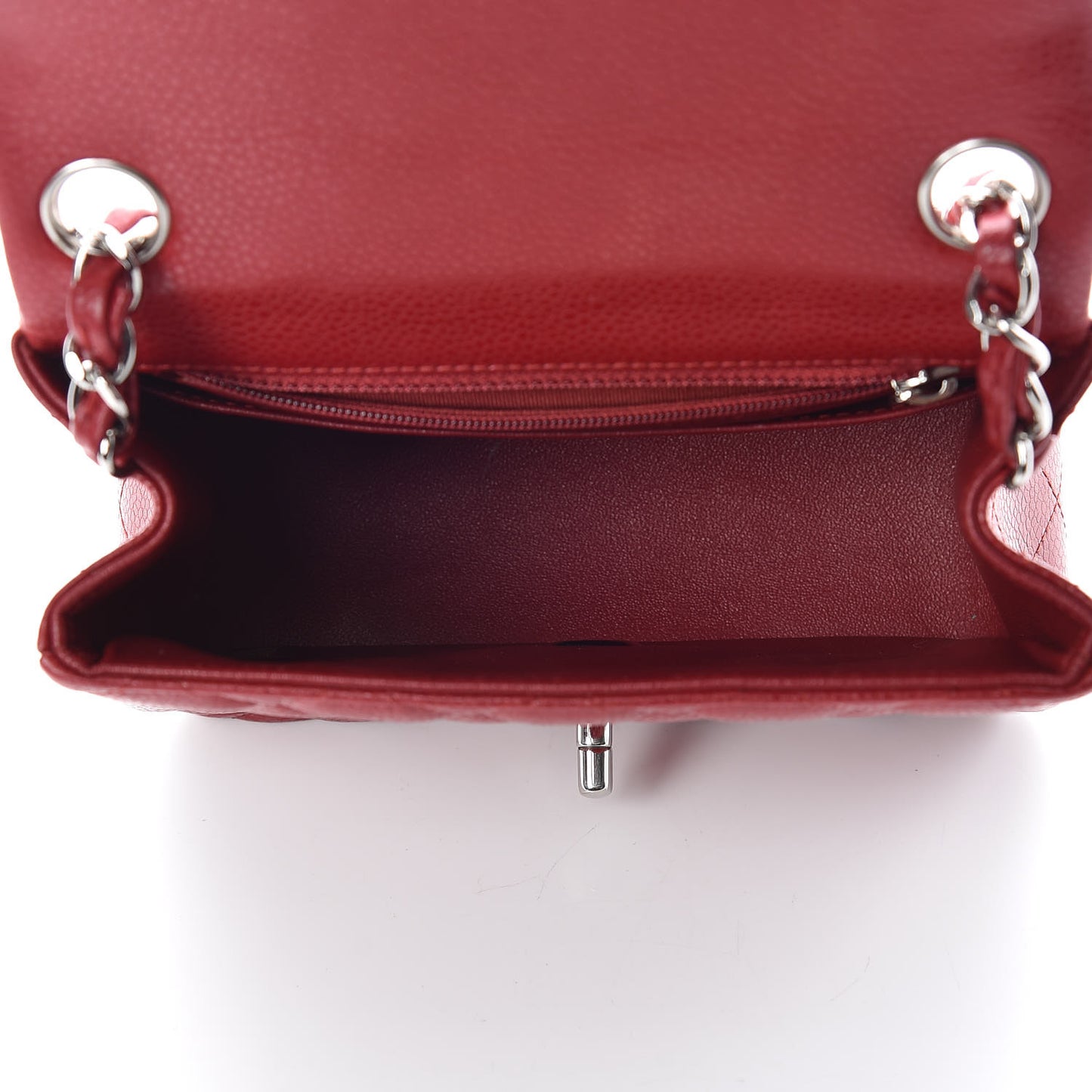 Caviar Quilted Mini Square Flap Red