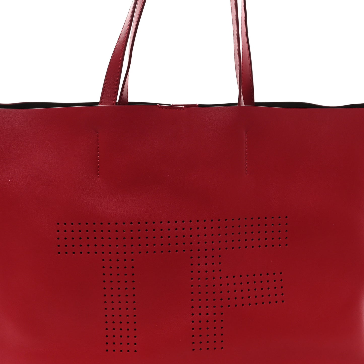 Calfskin Perforated Logo Tote Red