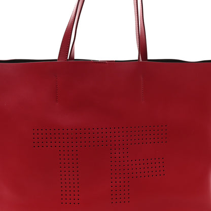 Tom Ford Calfskin Perforated Logo Tote Red 8 of 11
