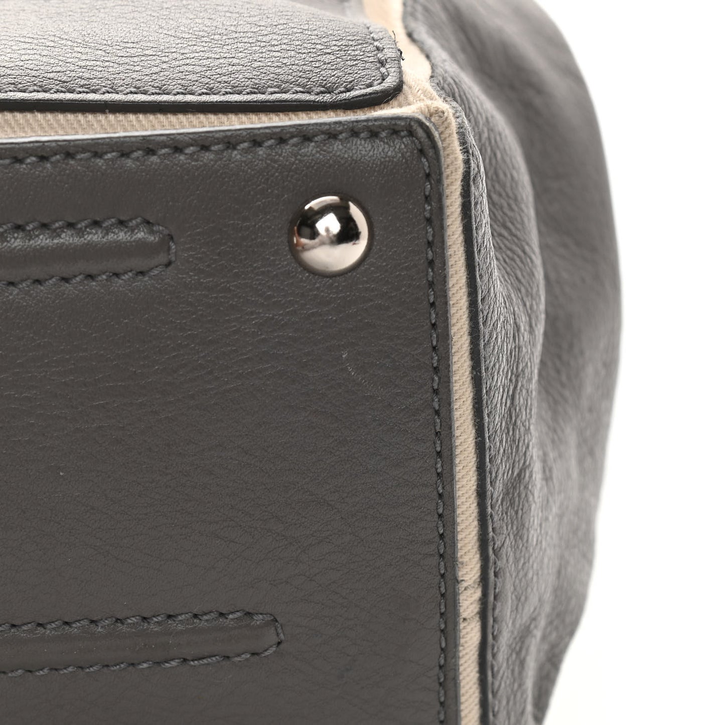 Calfskin Canvas Large Muse Two Grey