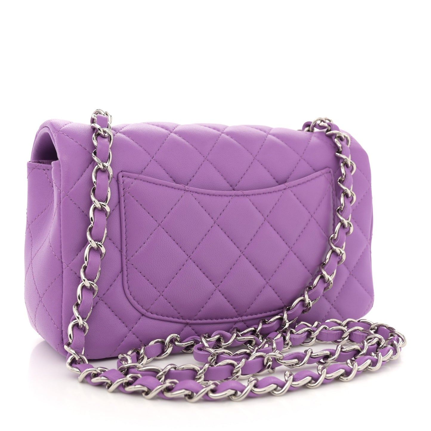 Lambskin Quilted Mini Rectangular Flap Purple