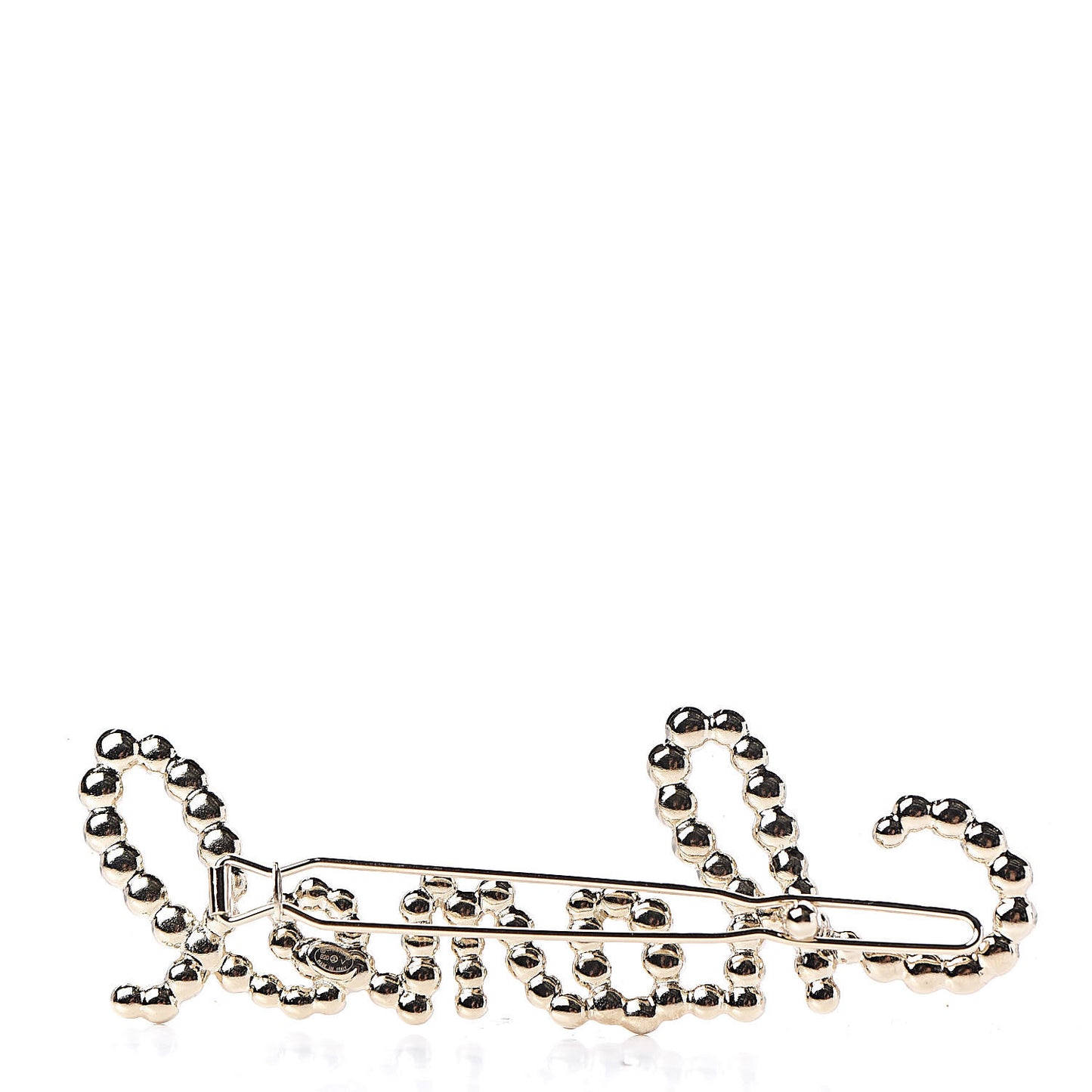 Metal Glass Swirling Pearls Hair Clip Gold