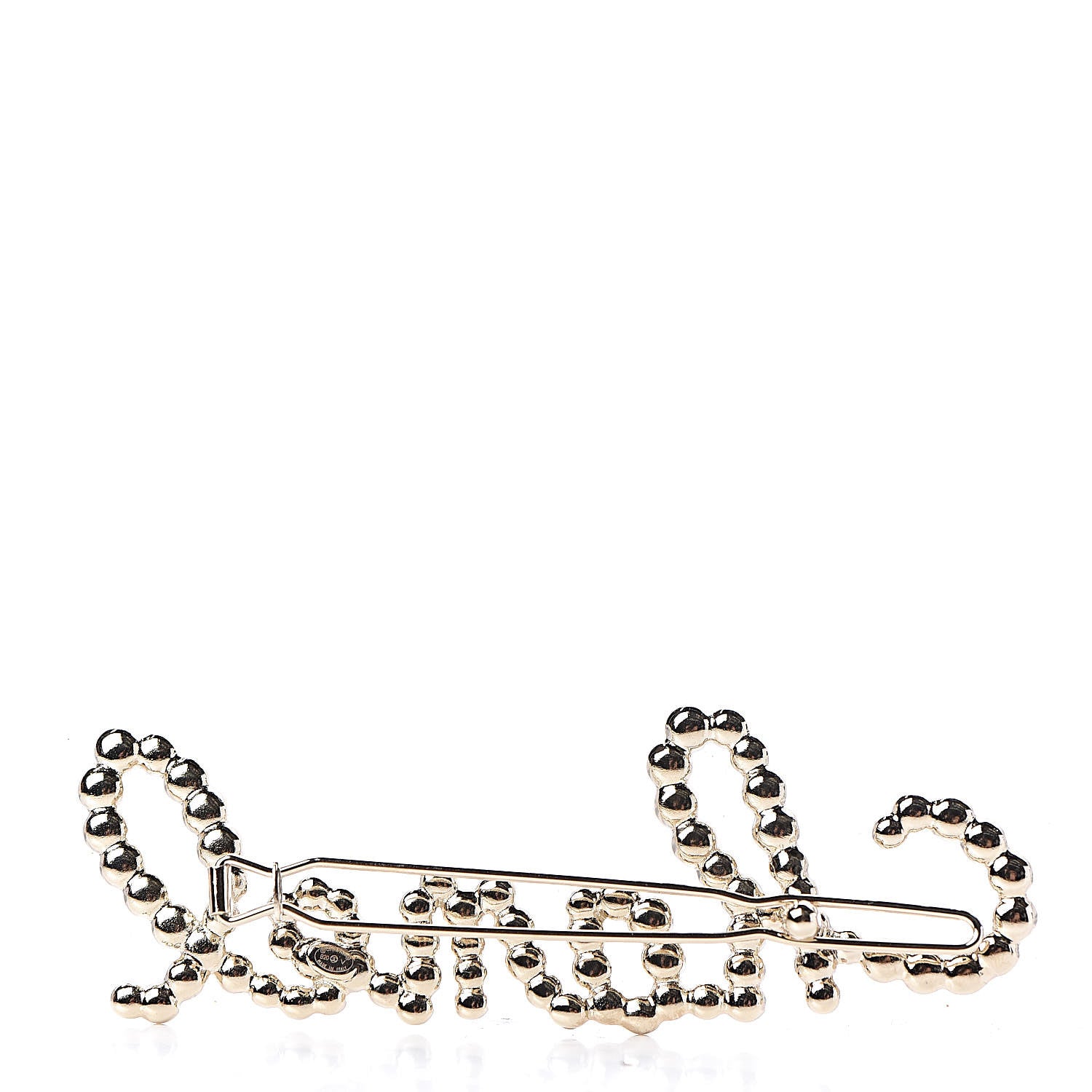 Chanel Metal Glass Swirling Pearls Hair Clip Gold 3 of 4