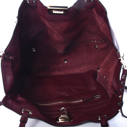 Valentino Garavani Pebbled Calfskin Medium Rockstud Tote Cremisi 5 of 12