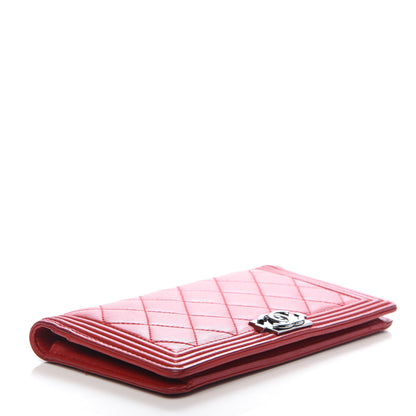 Chanel Lambskin Quilted Boy Yen Wallet Red 4 of 10