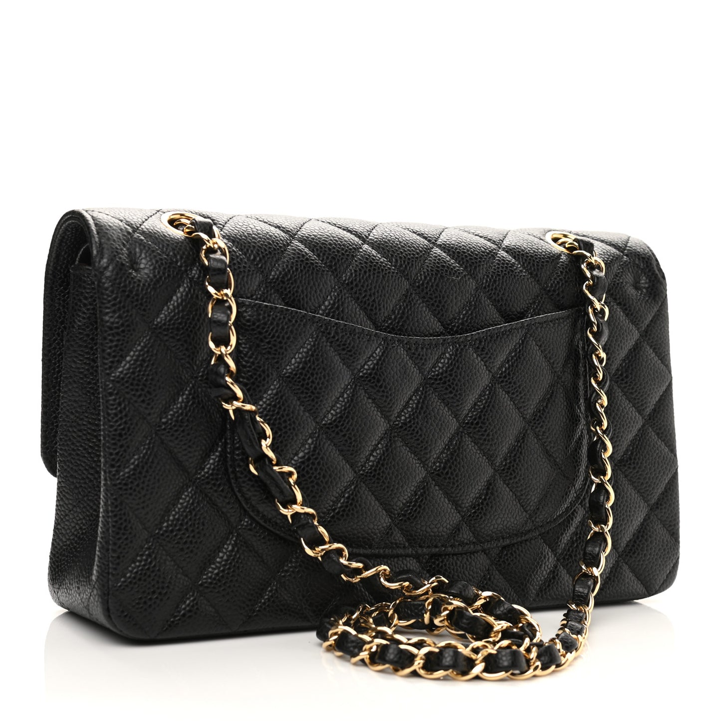 Caviar Quilted Medium Double Flap Black