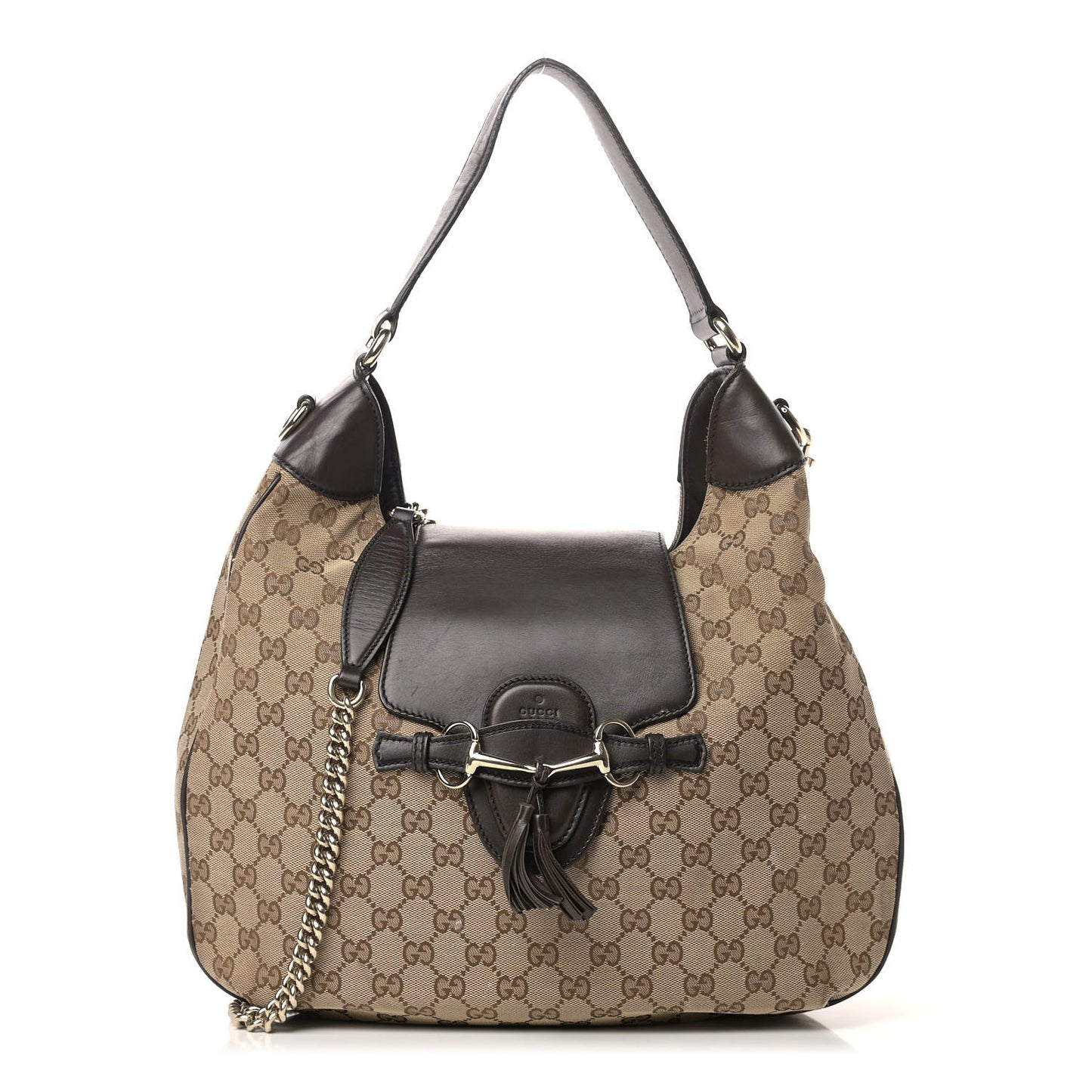 Monogram Margaux Calfskin Medium Emily Hobo Beige Ebony Cocoa