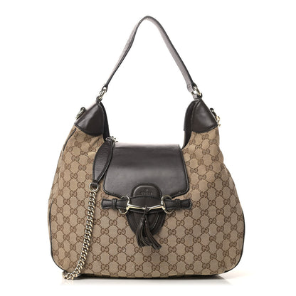 Gucci Monogram Margaux Calfskin Medium Emily Hobo Beige Ebony Cocoa 1 of 16