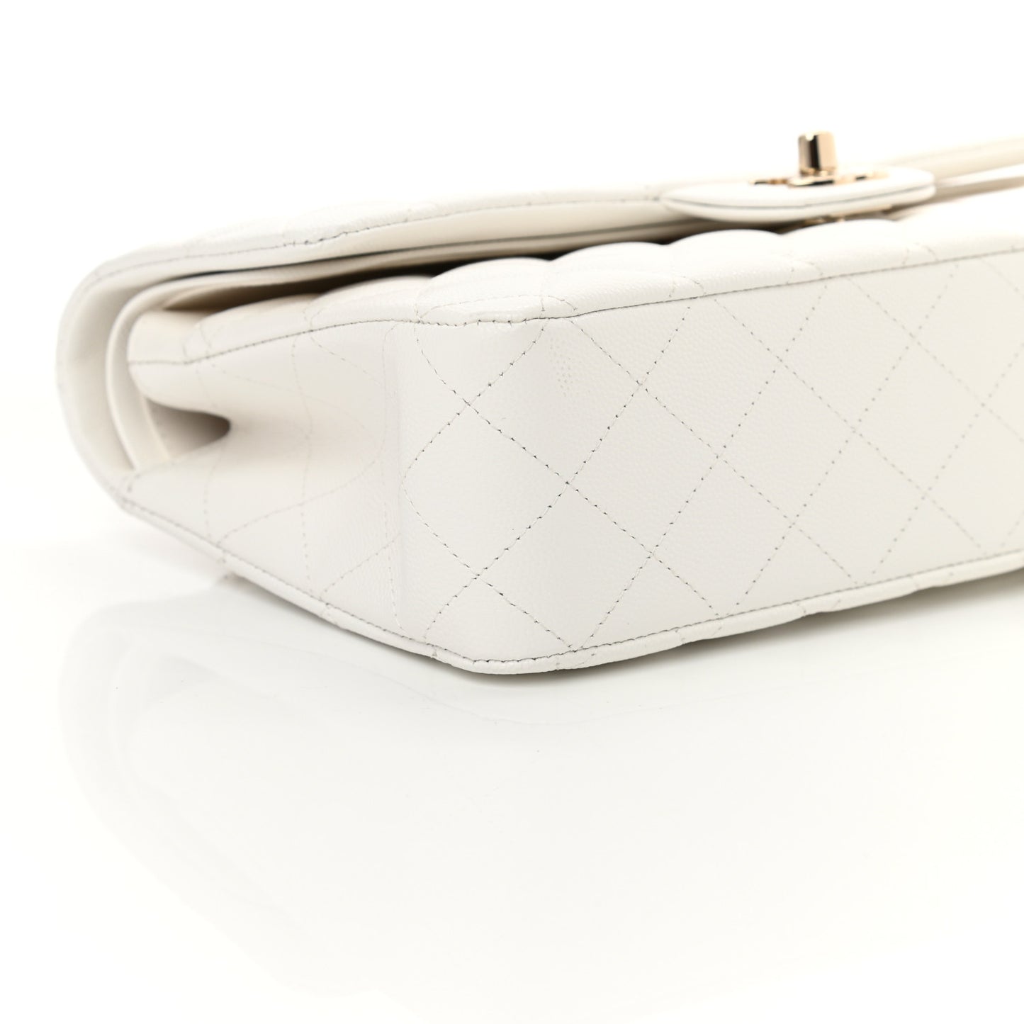 Caviar Quilted Medium Double Flap White