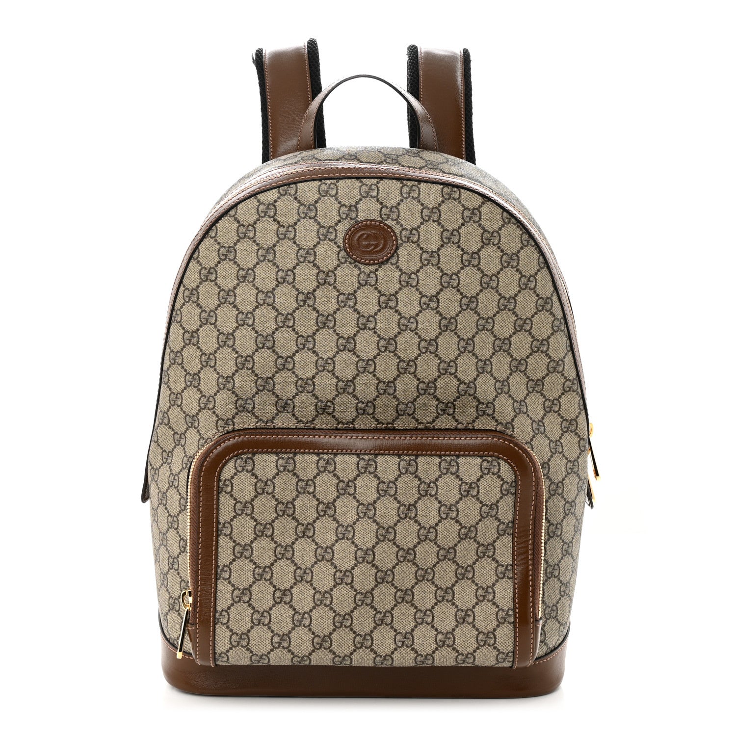 Gucci GG Supreme Monogram Textured Calfskin Retro Interlocking G Backpack Brown Beige 1 of 10