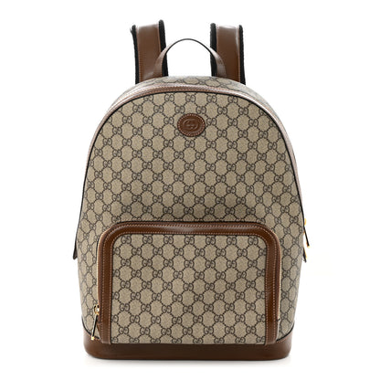 Gucci GG Supreme Monogram Textured Calfskin Retro Interlocking G Backpack Brown Beige 1 of 10