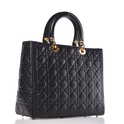 Christian Dior Lambskin Cannage Large Lady Dior Black 3 of 13