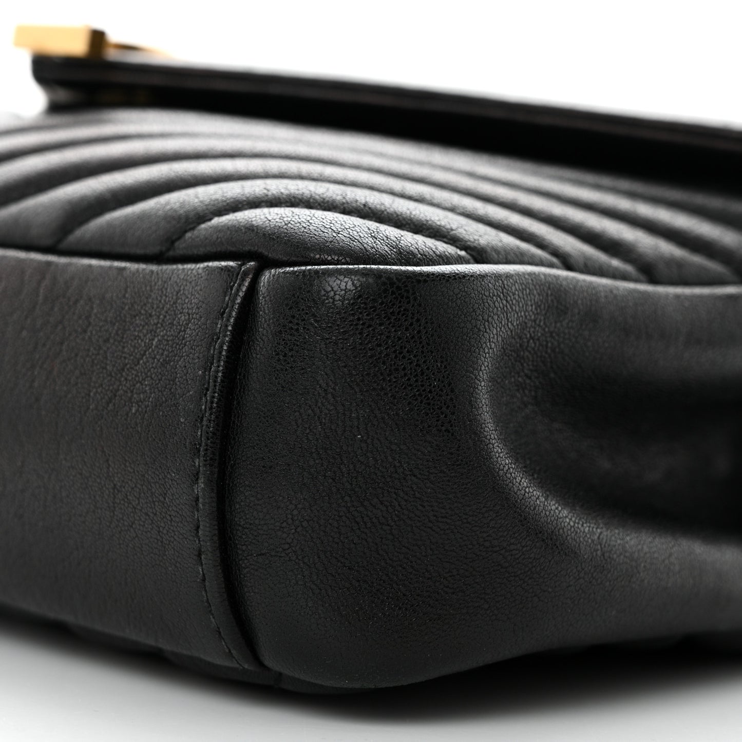 Sheepskin Matelasse Chevron Monogram Medium College Bag Black