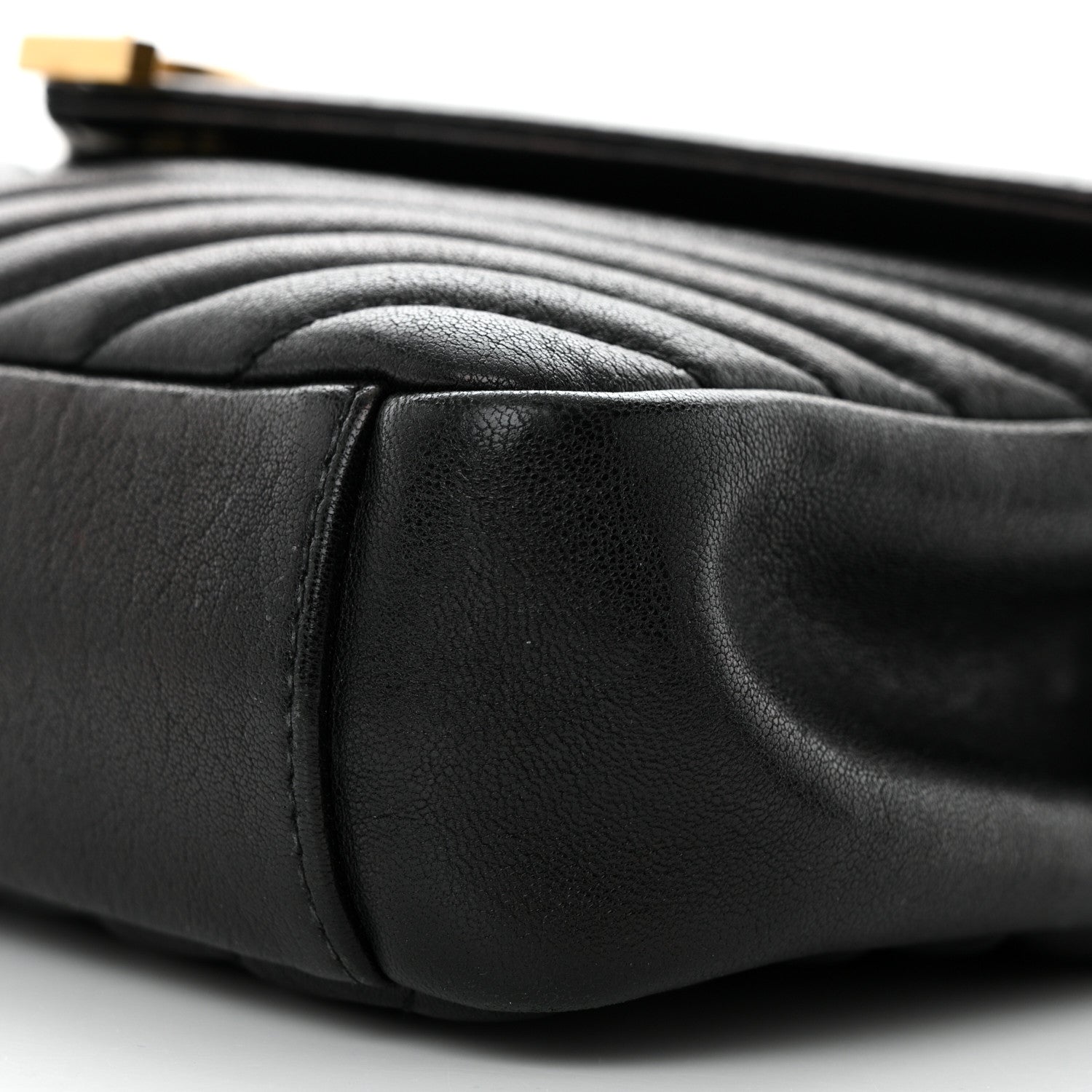 Saint Laurent Sheepskin Matelasse Chevron Monogram Medium College Bag Black 12 of 12