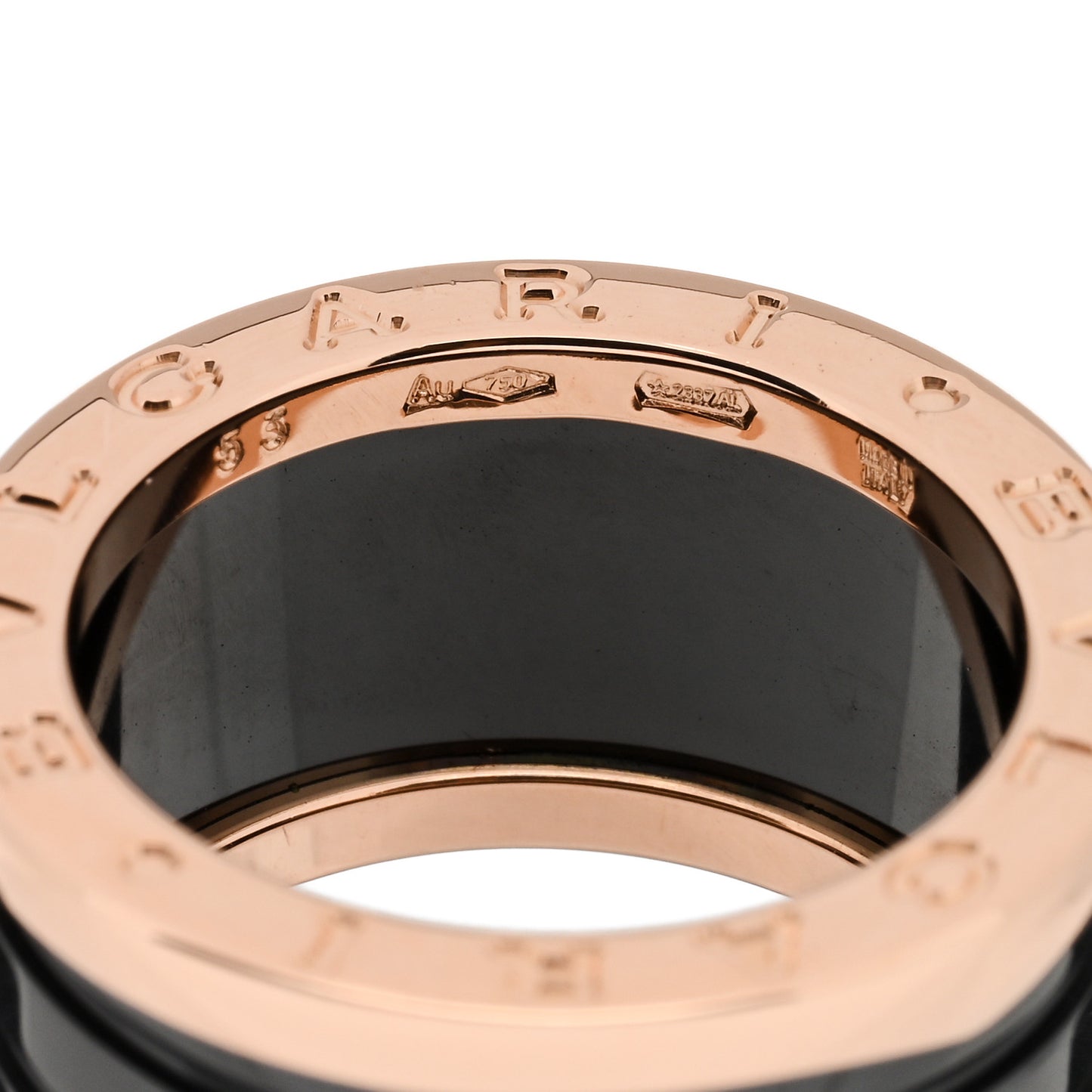 18K Rose Gold Black Ceramic B.Zero1 Four-Band Ring 53 6.25