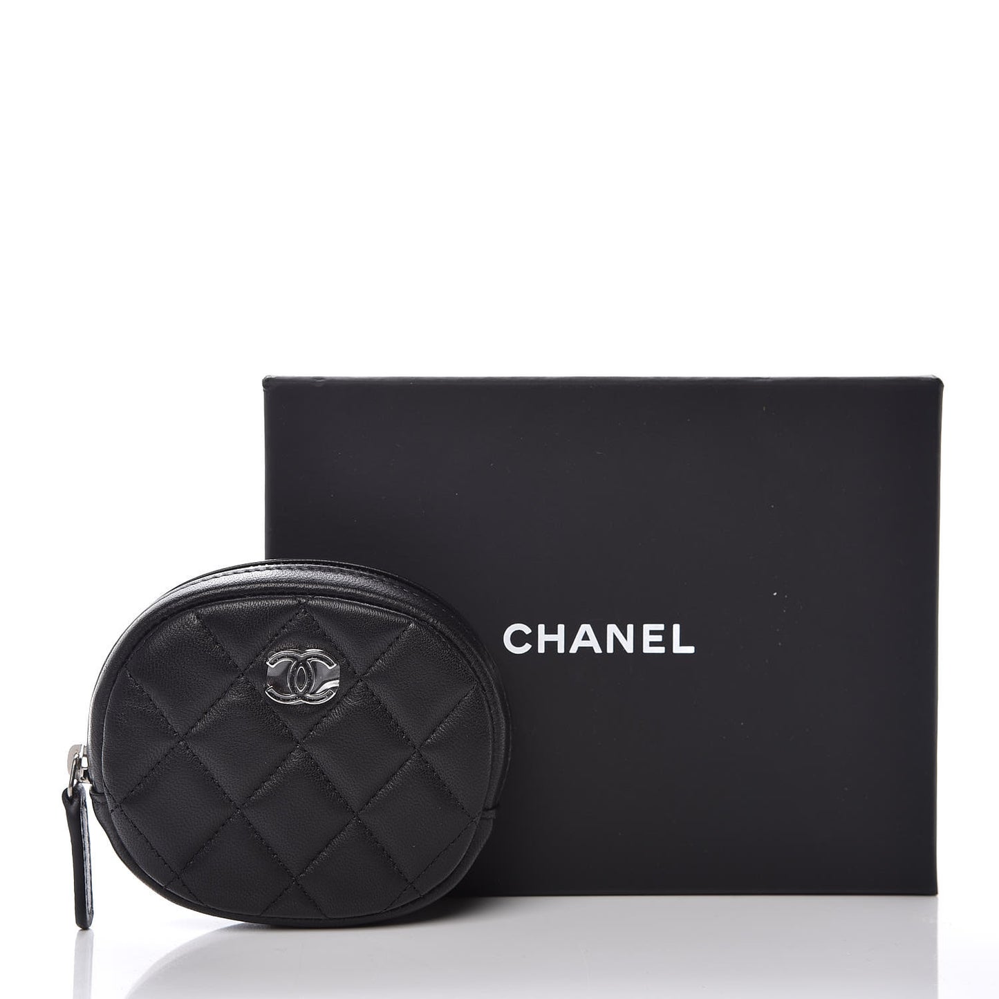 Lambskin Quilted Zip Around Classic Coin Purse Black