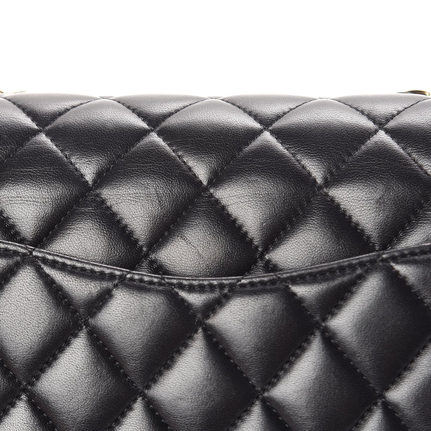 Lambskin Quilted Medium Double Flap Black