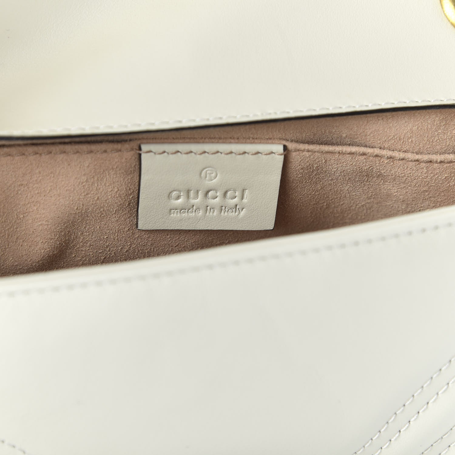 Gucci Calfskin Matelasse Mini GG Marmont Shoulder Bag White 8 of 10