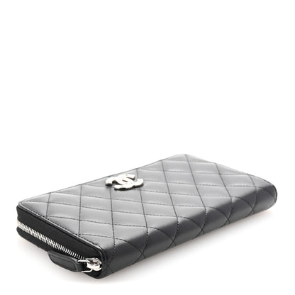 Chanel Lambskin Quilted Baguette Crystal Large Gusset Zip Around Wallet Black 4 of 8