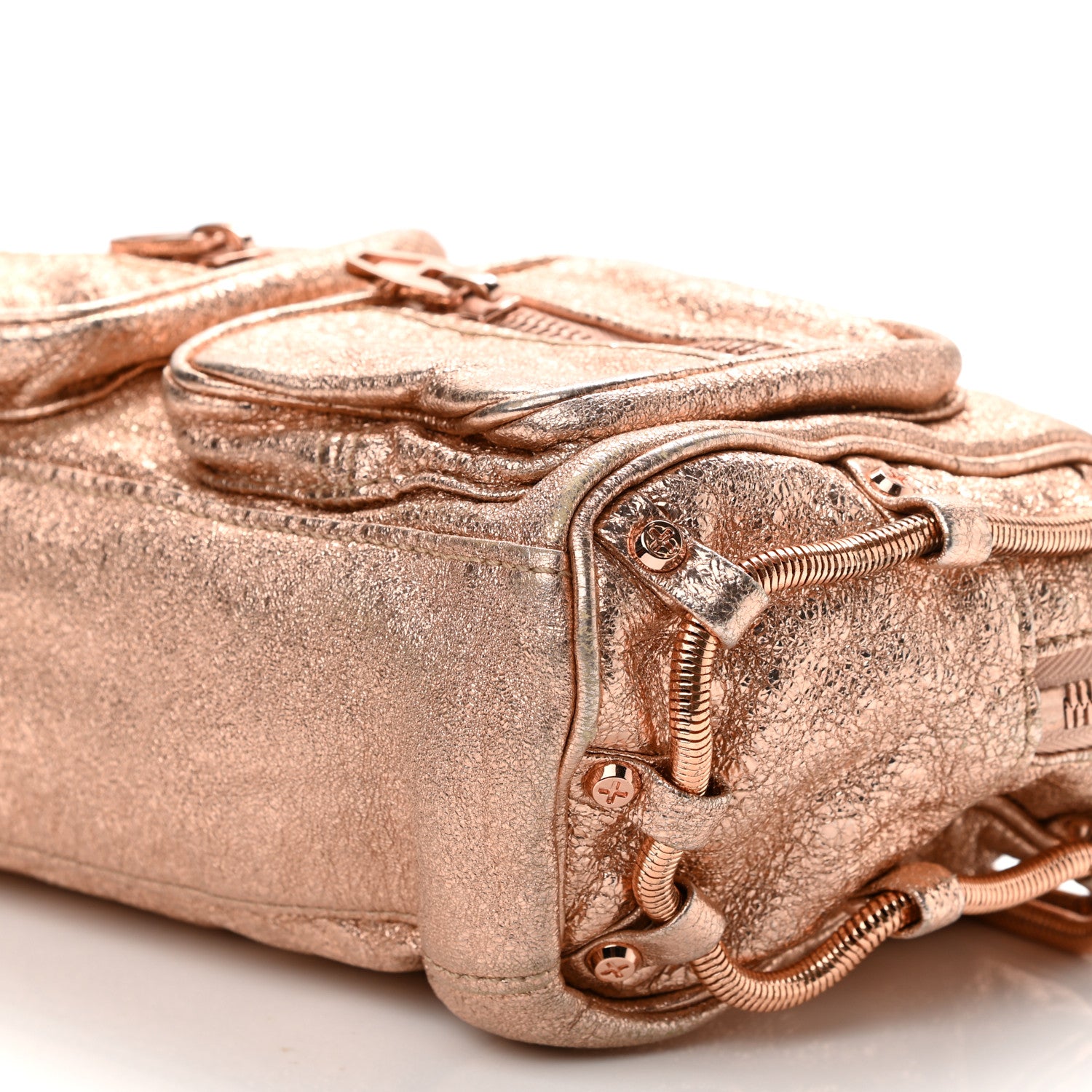 Alexander Wang Crinkled Metallic Goatskin Brenda Chain Rose Gold 6 of 10