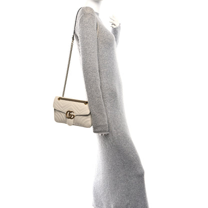 Gucci Calfskin Matelasse Small GG Marmont Shoulder Bag White 2 of 11