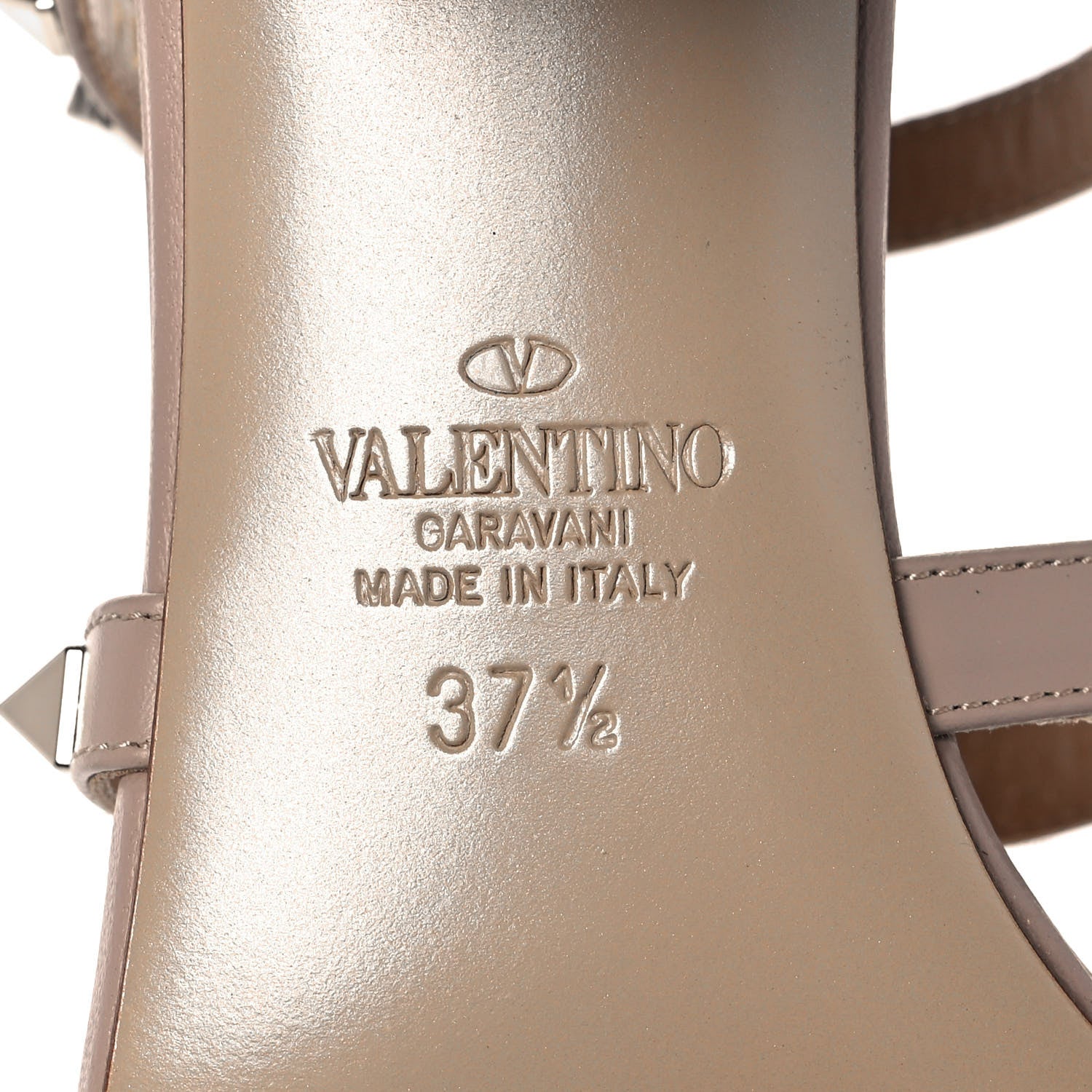 Valentino Garavani Calfskin Rockstud 60mm Caged Slide Sandals 37.5 Poudre 6 of 8