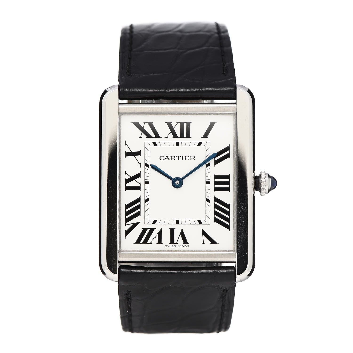 Cartier Stainless Steel Alligator 27mm Tank Solo Quartz Watch 1 of 9