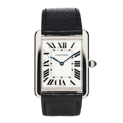 Cartier Stainless Steel Alligator 27mm Tank Solo Quartz Watch 1 of 9
