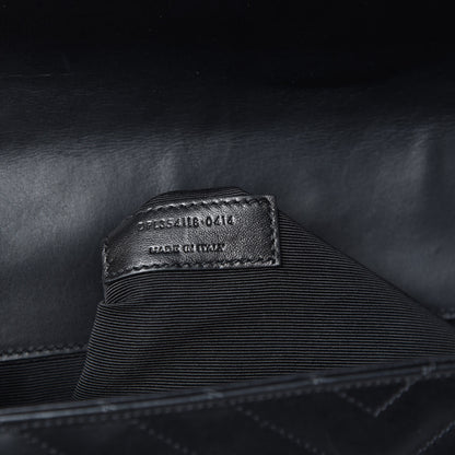 Saint Laurent Smooth Calfskin Matelasse Chevron Large Monogram Satchel Black 9 of 14