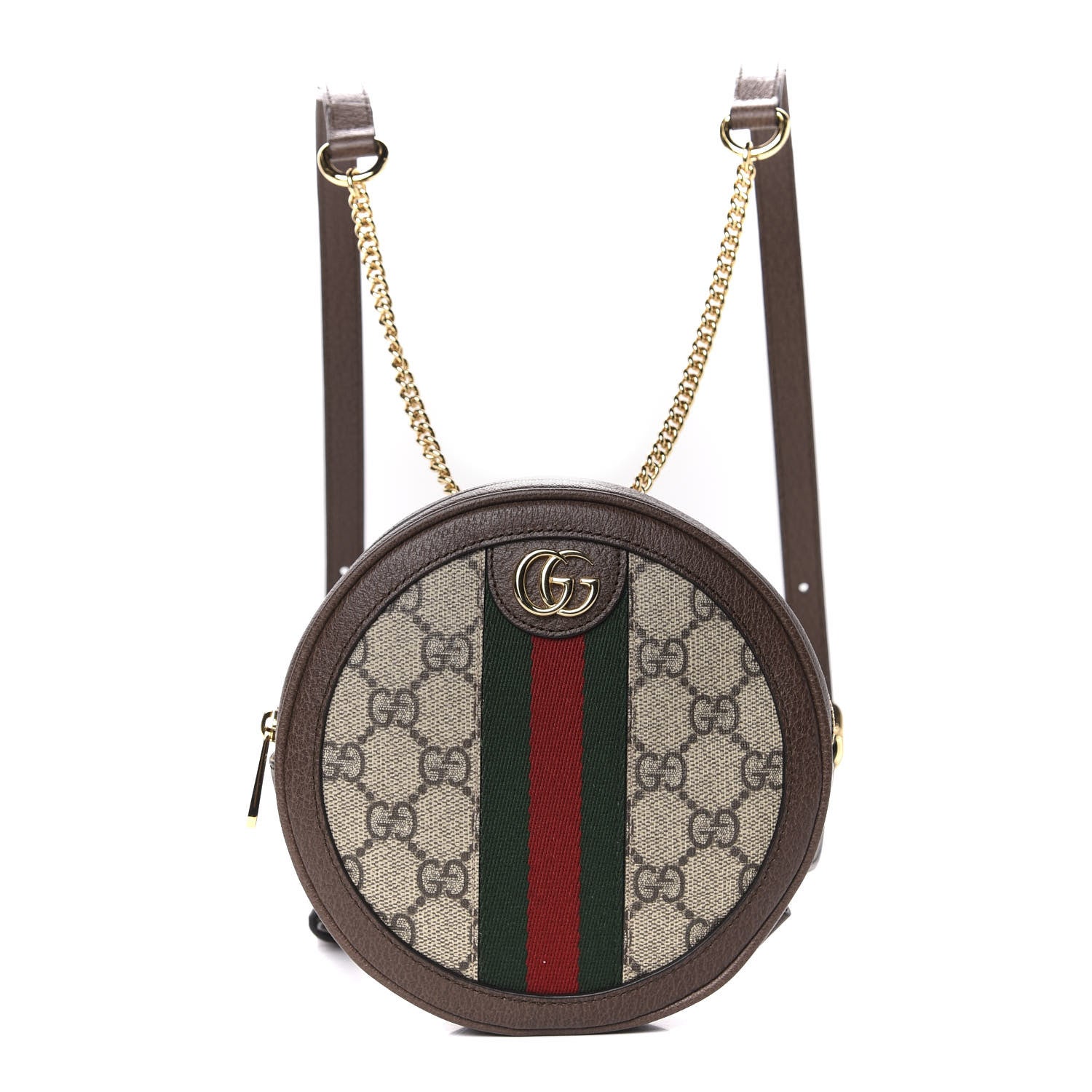 Gucci GG Supreme Monogram Web Mini Ophidia Round Backpack Brown 1 of 10